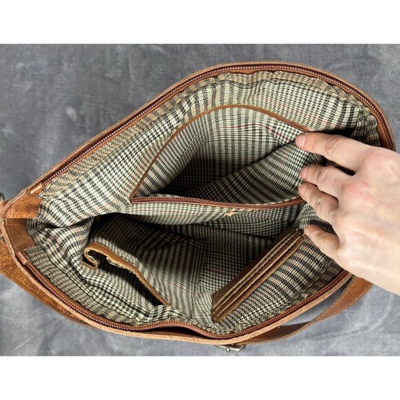 Wild West Los Angeles Women’s Distressed Leather Crossbody Bag Brown - Picture 11 of 15